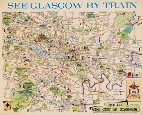 Vintage 1960's Railway Map of Glasgow Poster A3/A4
