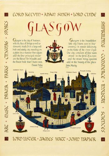 Vintage Glasgow City Of Business Poster A3/A4
