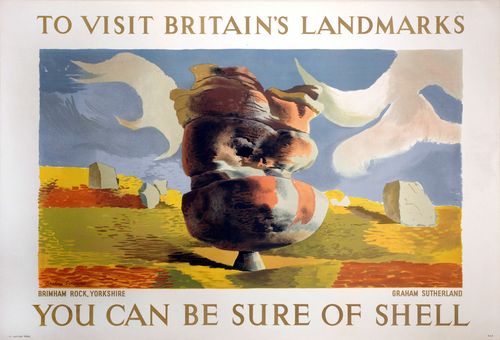Vintage Shell Britain Brimham Rock Yorkshire Poster A3/A4