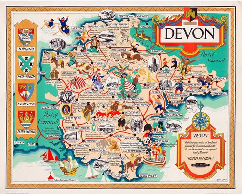 Vintage British Rail Map of Devon Railway Poster A3/A4