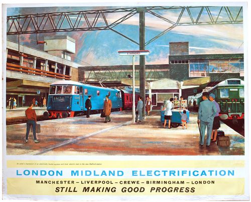 Vintage LMS Electric London Birmingham Manchester Railway Poster A3/A4