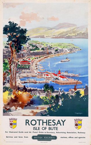 Vintage British Rail Rothesay Isle of Bute Railway  Poster A3/A4