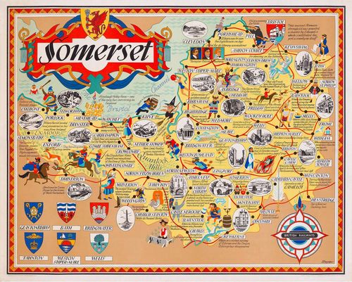 Vintage British Rail Map of Somerset Railway Poster A3/A4