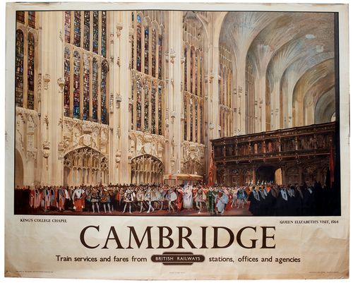 Vintage British Rail Cambridge Kings College Railway Poster A3/A4