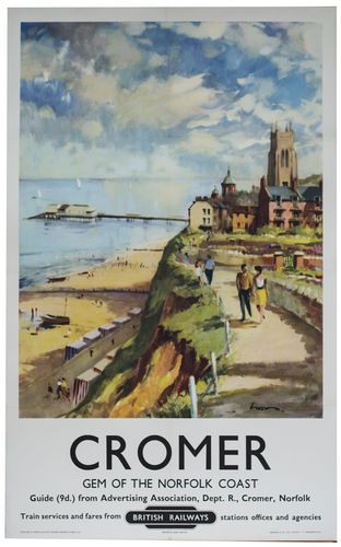 Vintage British Rail Cromer Suffolk Railway Poster A3/A4