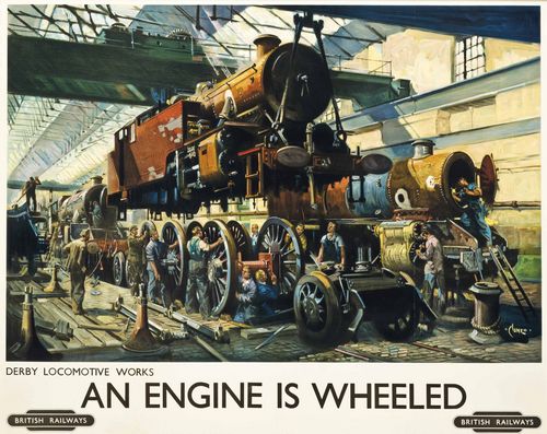 Vintage British Rail Derby Locomotive Works Railway Poster A3/A4