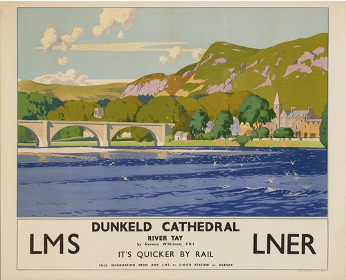 Vintage LMS Dunkeld Cathedral Railway Poster A3/A4