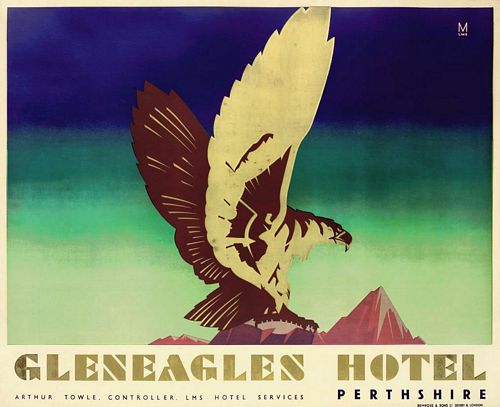 Vintage LMS Gleneagles Hotel Railway Poster A3/A4