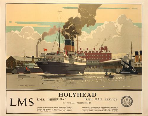 Vintage LMS Holyhead Irish Mail Service Railway Poster A3/A4