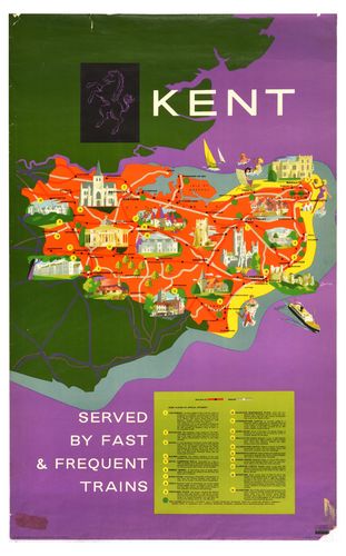 Vintage British Rail Kent Railway Poster A3/A4