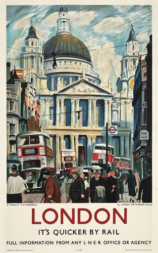 Vintage LNER London St Pauls Cathedral Railway Poster A3/A4