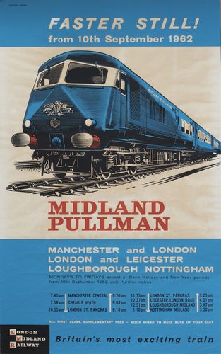 Vintage British Rail Midland Pullman Railway Poster A3/A4