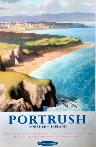 Vintage British Rail Portrush Northern Ireland Railway Poster A3/A4