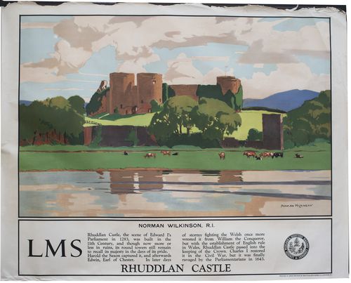 Vintage LMS Rhuddlan Castle Railway Poster A3/A4