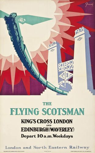Vintage LNER Flying Scotsman From Kings Cross Railway Poster A3/A4