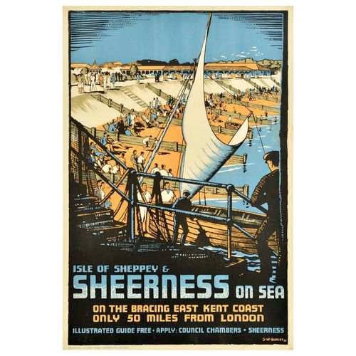 Vintage Southern Railway Sheerness Isle of Sheppey Poster A3/A4