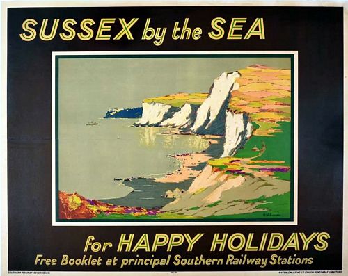 Vintage Southern Railways Sussex Coast Seven Sisters Railway Poster A3/A4