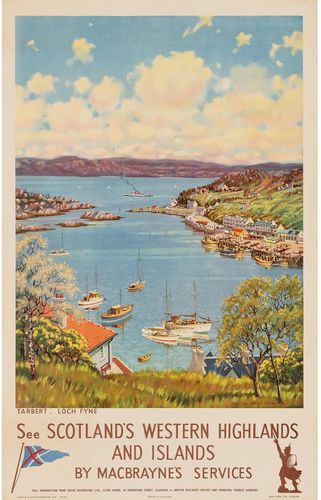 Vintage MacBraynes Tarbert Loch Fyne Western Isles Railway Ferry Poster A3/A4