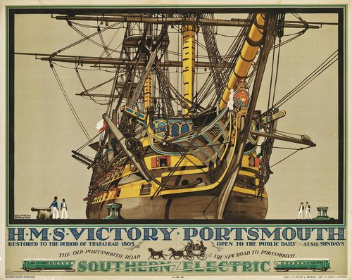 Vintage Southern Railways HMS Victory Portsmouth Railway Poster A3/A4