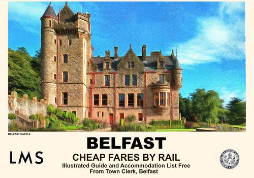Vintage Style Railway Poster Belfast Northern Ireland A4/A3/A2 Print