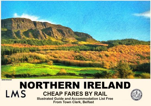 Vintage Style Railway Poster Binevenagh Northern Ireland A4/A3/A2 Print