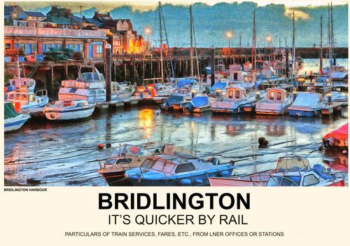 Vintage Style Railway Poster Bridlington Yorkshire A4/A3/A2 Print