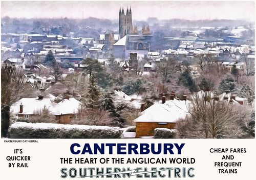 Vintage Style Railway Poster Canterbury Kent A4/A3/A2 Print