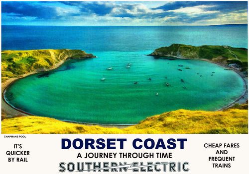 Vintage Style Railway Poster Chapmans Pool Dorset Coast A4/A3/A2 Print