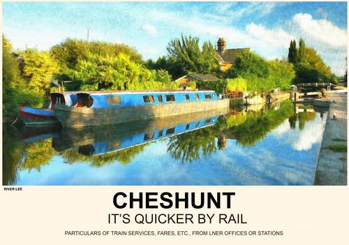 Vintage Style Railway Poster Cheshunt Hertfordshire A4/A3/A2 Print