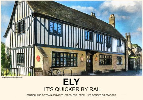 Vintage Style Railway Poster Oliver Cromwell's House Ely A4/A3/A2 Print