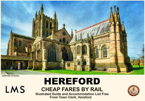 Vintage Style Railway Poster Hereford A4/A3/A2 Print