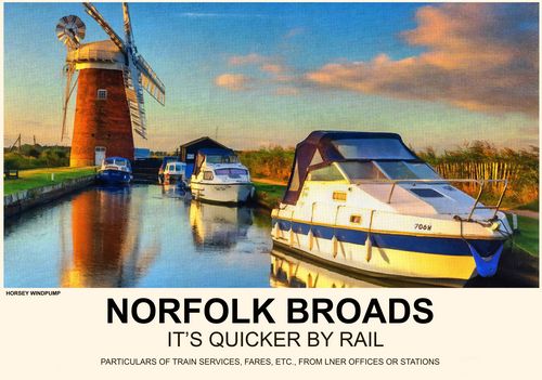 Vintage Style Railway Poster Norfolk Broads Horsey Mare A4/A3/A2 Print