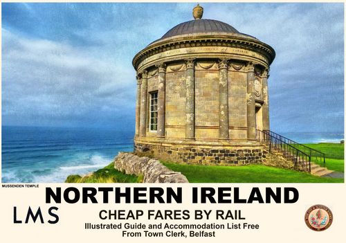 Vintage Style Railway Poster Mussenden Northern Ireland A4/A3/A2 Print