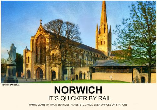 Vintage Style Railway Poster Norwich A4/A3/A2 Print
