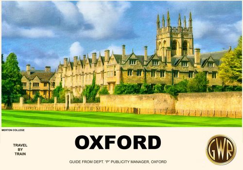 Vintage Style Railway Poster Merton College Oxford A4/A3/A2 Print