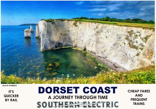 Vintage Style Railway Poster Purbeck Dorset Coast A4/A3/A2 Print