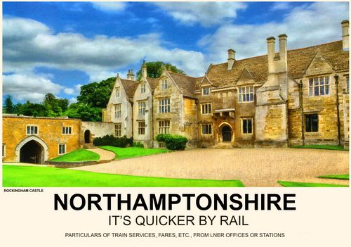 Vintage Style Railway Poster Rockingham Castle Northamptonshire A4/A3/A2 Print
