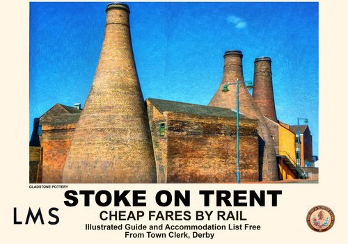 Vintage Style Railway Poster Stoke On Trent Potteries A4/A3/A2 Print