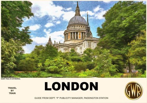 Vintage Style Railway Poster Saint Pauls Cathedral London A4/A3/A2 Print