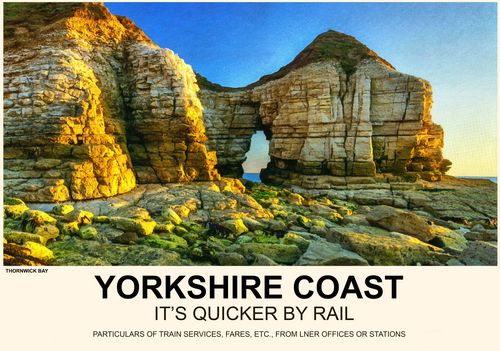 Vintage Style Railway Poster Thornwick Bay Yorkshire Coast A4/A3/A2 Print