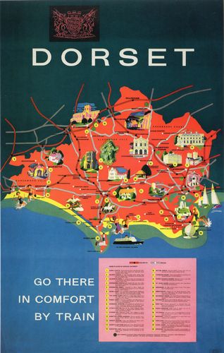 Vintage British Railways Map of Dorset Railway Poster A4/A3/A2/A1 Print