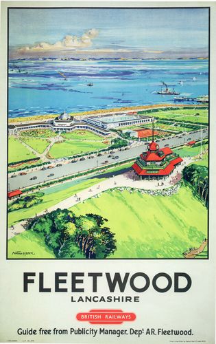 Vintage British Railways Fleetwood Lancashire Railway Poster A4/A3/A2/A1 Print