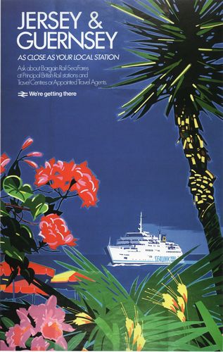 Vintage British Railways Jersey and Guernsey Ferry Railway Poster A4/A3/A2/A1 Print