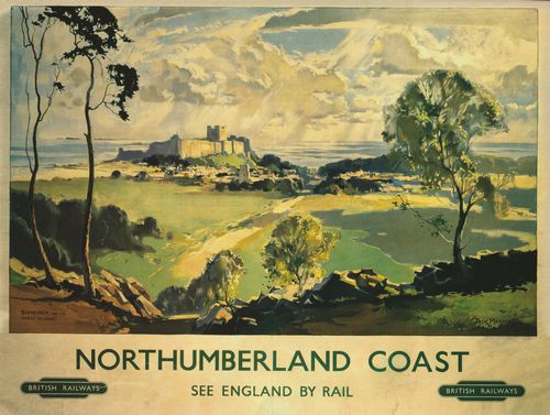 Vintage British Railways Northumberland Coast Coast Railway Poster A4/A3/A2/A1 Print