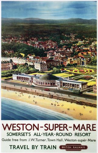 Vintage British Railways Weston Super Mare Railway Poster A4/A3/A2/A1 Print