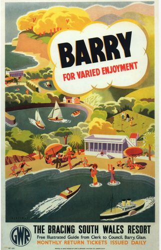 Vintage GWR Barry South Wales Railway Poster A4/A3/A2/A1 Print
