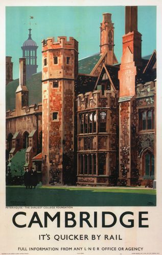 Vintage LNER Cambridge Peterhouse College Railway Poster A4/A3/A2/A1 Print