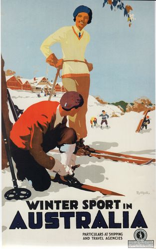 Vintage Winter Sports In Australia Travel Poster A4/A3/A2/A1 Print