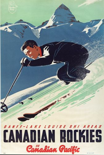 Vintage Skiing In The Canadian Rockies Travel Poster A4/A3/A2/A1 Print