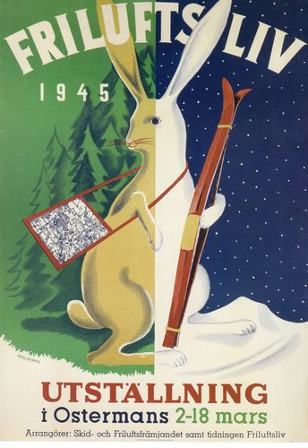 Vintage 1945 Swedish Winter Sports Tourism Poster A4/A3/A2/A1 Print